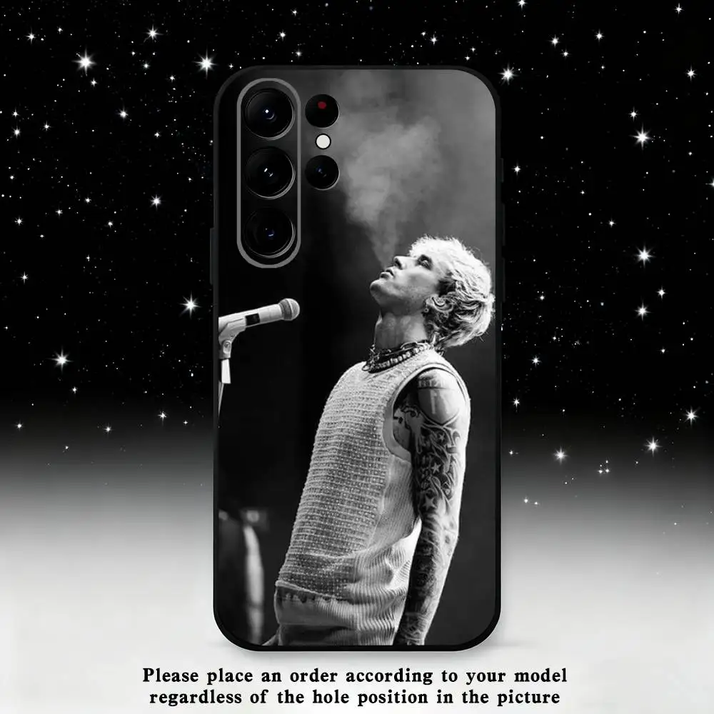 เคสโทรศัพท์ MGK M-Machine-G-Gun K-Kelly สำหรับ Samsung S25, S24 Ultra, S20, S30 plus, S22 plus, S23, S30 Ultra 5G ซิลิโคนสีดำ