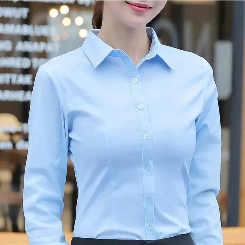 White Shirt Women 2024 New Fashion Business Shirt Women Tops Long Sleeved Blouse Women Button Up Shirt Office Lady Casual Shirts