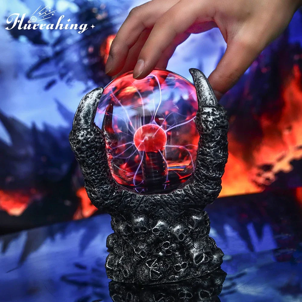 Hurrahing Four-Finger Ball-Holding Plasma Lamp 4-Inch Atmospheric Night Light Desktop Decor Halloween Gift Sale
