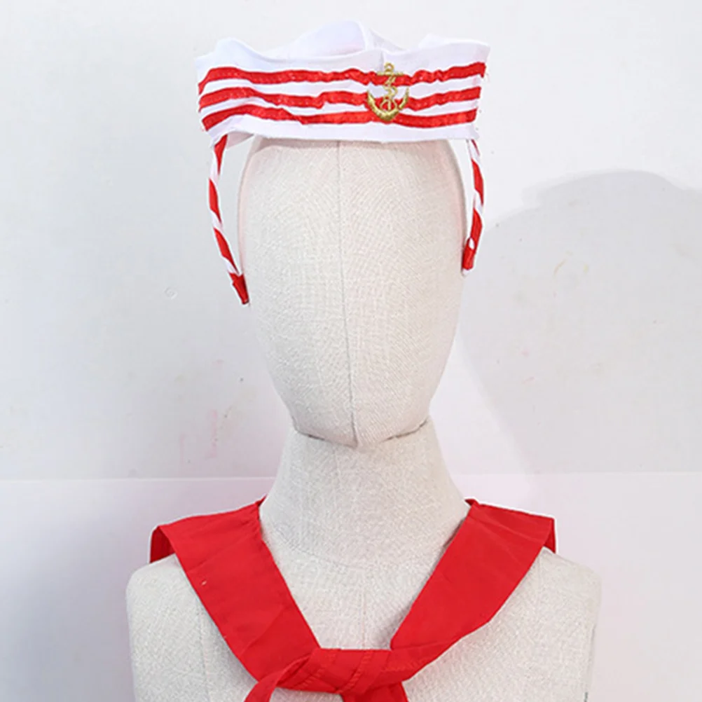 ชุดหมวกกะลาสี ผ้าคาดผม ผ้าคลุมไหล่ ชุดกัปตันเรือ คอสเพลย์ ปาร์ตี้ ฮาโลวีน เครื่องประดับศีรษะ หมวกกัปตัน ผ้าคาดผมกะลาสี