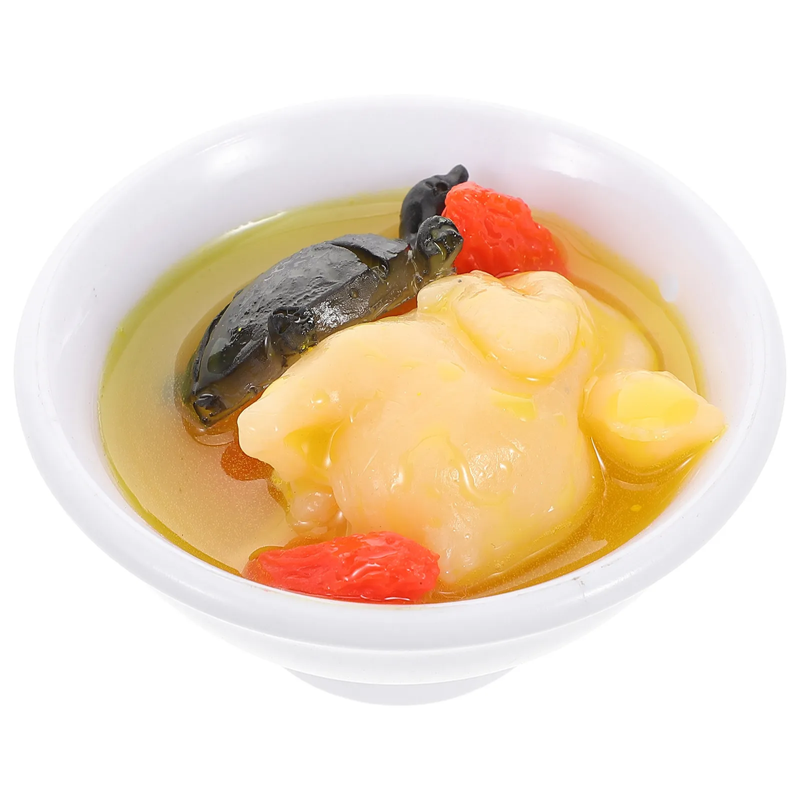 

Exquisite Simulated Chinese Chicken Soup with Berries Turtle Meat Hyperrealistic Food Prop for Restaurant Display Cooking