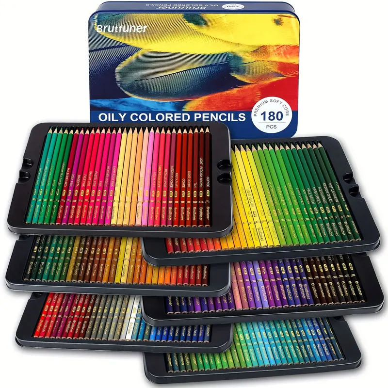 Brutfuner 180 Farben Luxus-Buntstiftset in Eisenbox, Spezialfarbstifte für Kunstzeichnungen, geeignet zum Malen, Zeichnen und Skizzieren. – Detail 2