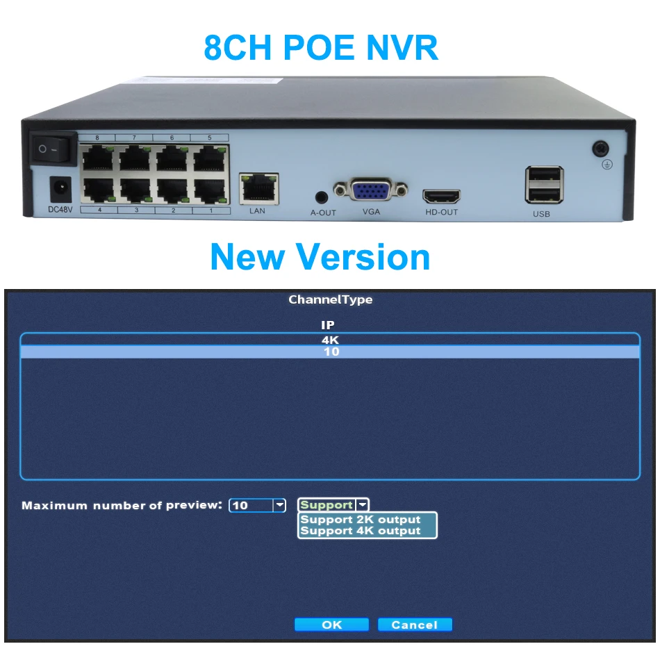 H.265 4/8CH POE NVR 4K 8MP 5MP 4MP 2MPSecurity IP Camera Video Surveillance CCTV System P2P Network Recorder Face Detect