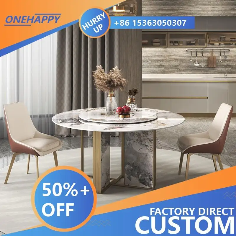 

Any Size Custom Multiple Optional Natural Marble Round Dining Table Modern Simple Resistant Durable Home Dining Furniture