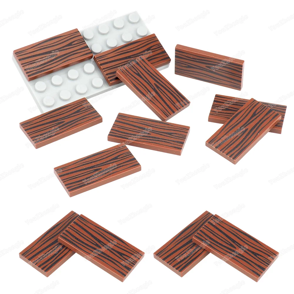 나무 질감 프린트 패턴 블록 87079 타일 베이스 2x4 부품 87079 조립 MOC 피규어 하우스 장면 모델 선물 소년 장난감