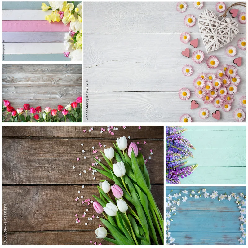 

SHUOZHIKE Art Fabric Photography Backdrops Props Flower Wood Planks Photo Studio Background 2211 HBB-04