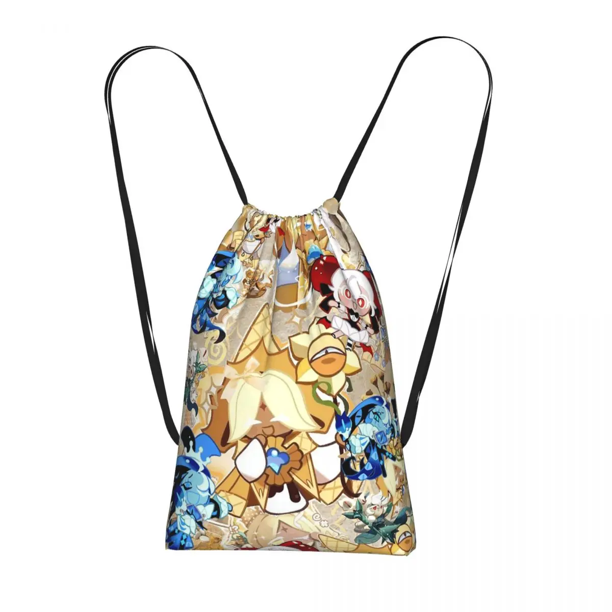 Cookie Run Kingdom Drawstring Backpack Sports Gym Bag Portable Travel Drawstring Bag for Men Women