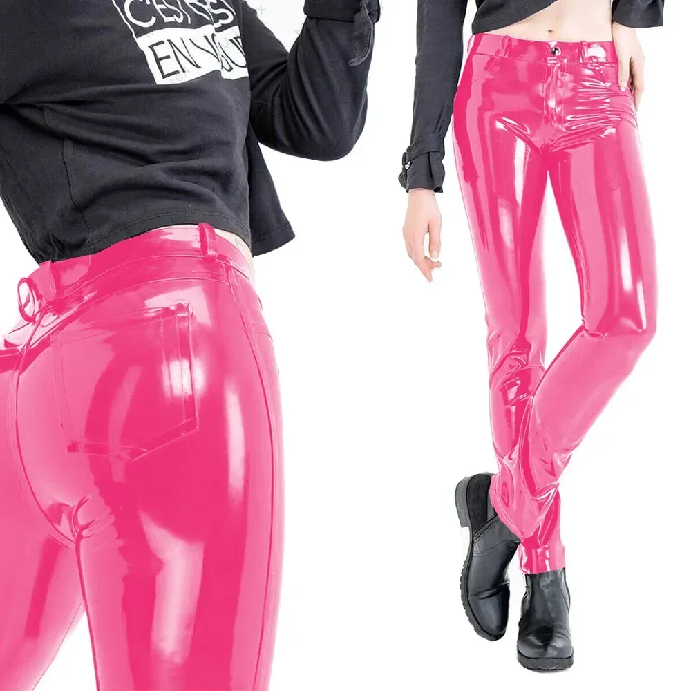 Fashion Women’s Slim Fit Pencil Pants Wetlook PVC Leather Long Pants High Waisted Back Pockets Capris Streetwear Women Clothing 4 Fashion Women's Slim Fit Pencil Pants Wetlook PVC Leather Long Pants High Waisted Back Pockets Capris Streetwear Women Clothing 4