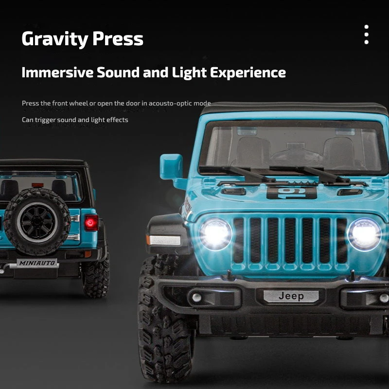 1:32 jeep Wrangler Rubicon 1941 lega modello di auto pressofusi in metallo veicoli con suono e luce tirare indietro giocattoli per auto ragazzi