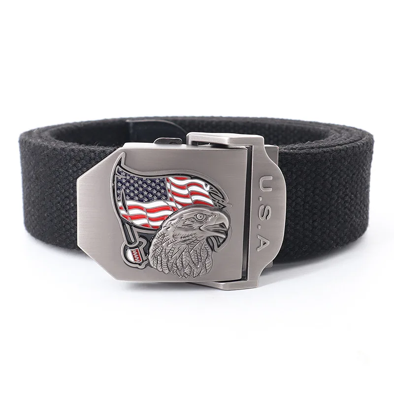 Usa Flag American Eagle Canvas Belt With Metal Buckle Jeans Belt For Men Women Fashion Outdoor Military Tactics Training Belts