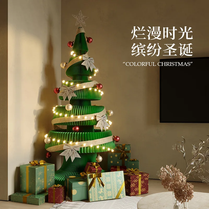 

Christmas tree indoor living room floor to ceiling ornaments shopping mall window