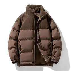 Parka invernale da uomo con colletto alla coreana Cappotti casual da uomo in cotone patchwork allentato Tendenza da strada Addensare caldo capispalla resistente al freddo