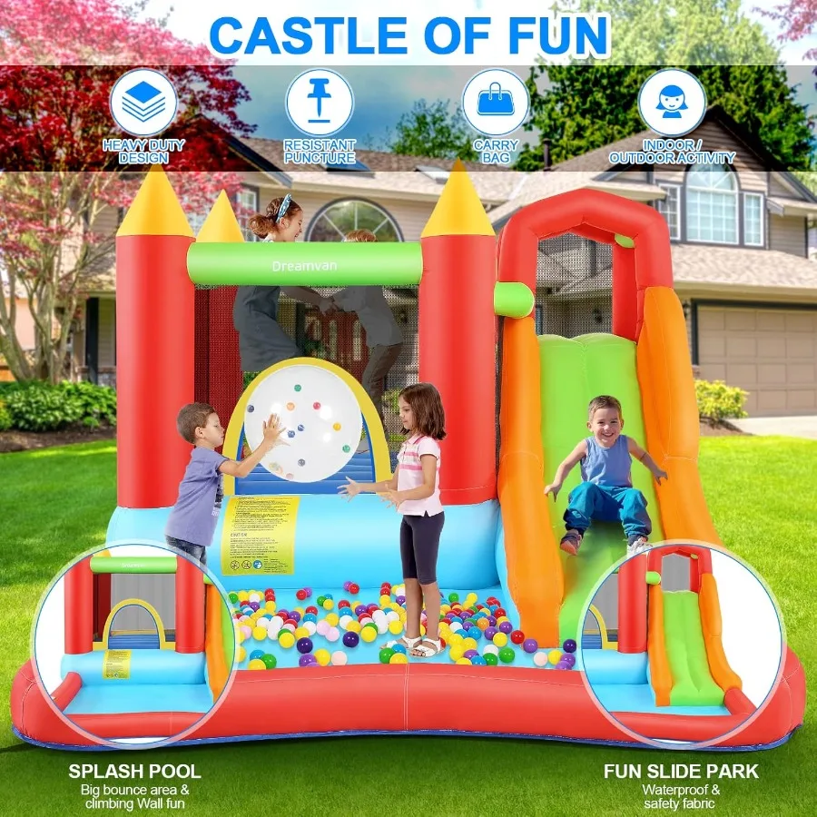 Casa de rebote inflable para regalos de niños de 3 a 12 años | Tobogán Jump 'n Castillo de rebote para niños de 13 x 12 pies, cohete Bouncer con tobogán largo, Climb & Jump A