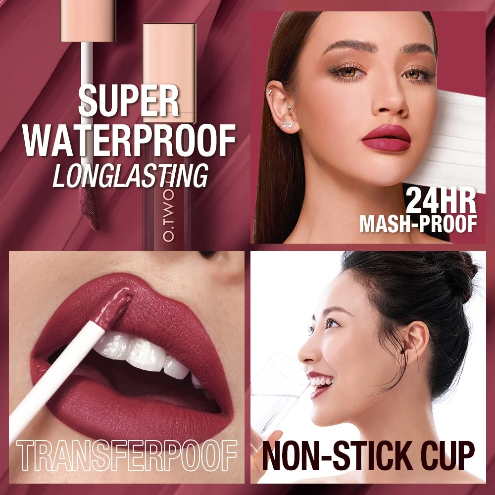 O.TW O.O ลิปสติก12สีน้ำหนักเบากันน้ำยาวนาน Matte Lip Stain Lip Glaze สำหรับสตรีเครื่องสำอาง