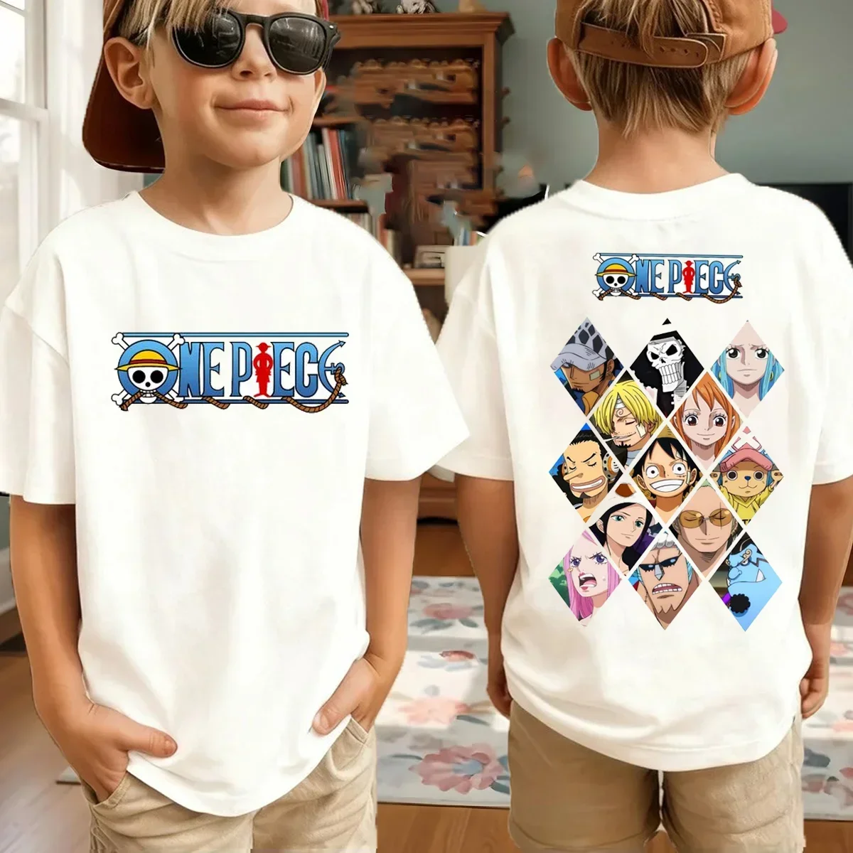 One Piece Japanese Anime Printed Men's T-Shirt Roronoa Zoro Boy Children's Harajuku Short Sleeve Kids Luffy T-shirt Clothing