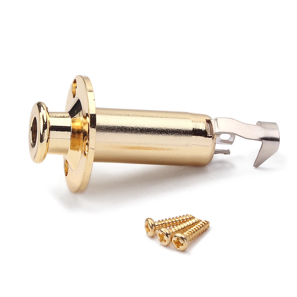 

1 6.35mm Guitar Endpin Jack Cylinder Output Jack Socket Strap Button 3 Mounting Screws Stereo Mono Cylinder Output Jacks