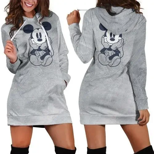 Vestido con capucha de Disney para mujer, vestido con estampado 3D de Mickey Mouse y Minnie