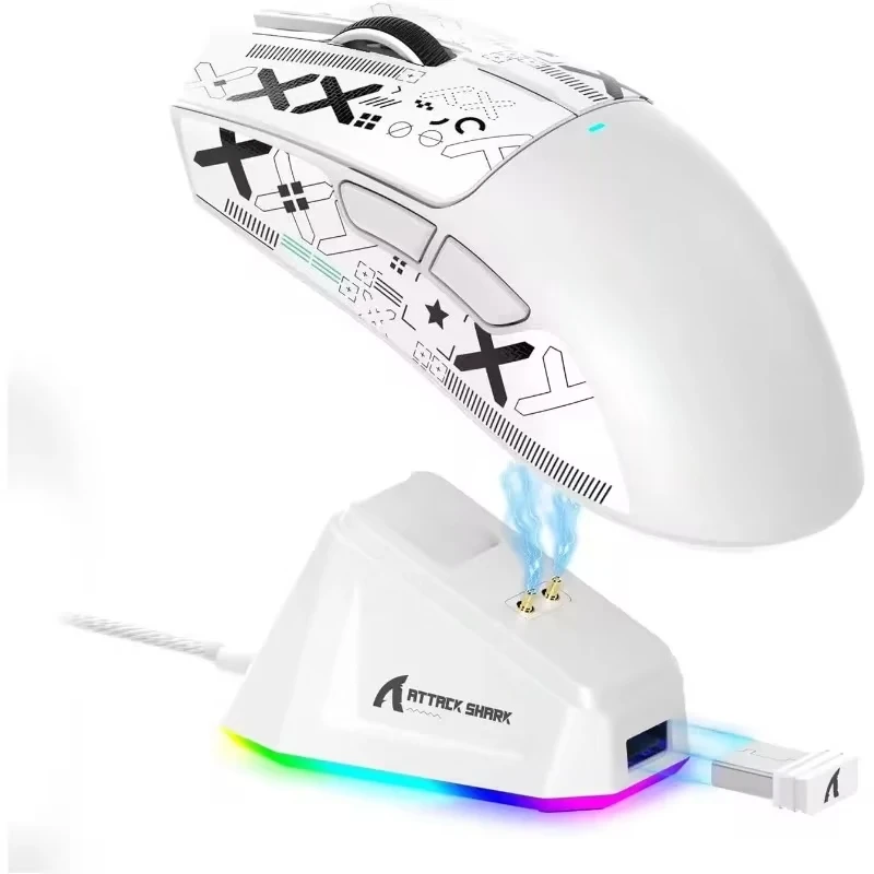 ATTACK SHARK X11 Mouse da gioco leggero wireless a tre modalità, sensore PAW3311 Dock di ricarica RGB Mouse per computer Accessori per giocatori