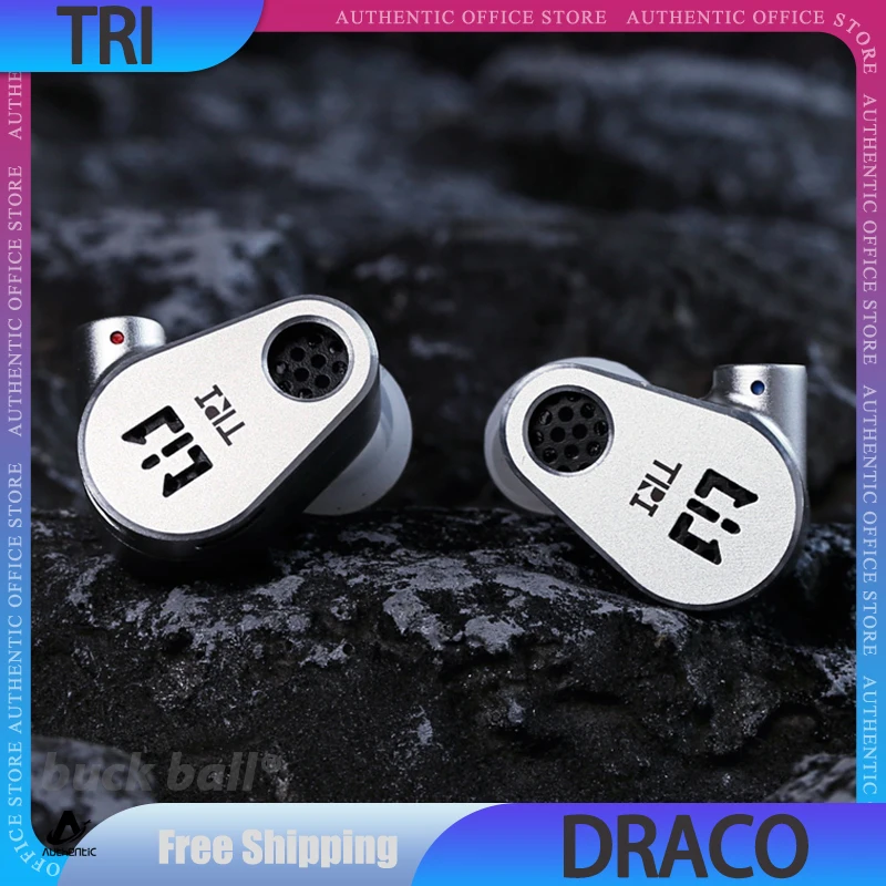 TRI DRACO Earphones Surround Ear Wired Headphones Dual Dynamic Unit HIFI Earbuds In-Ear Custom CNC Office Gaming Earphones Gifts