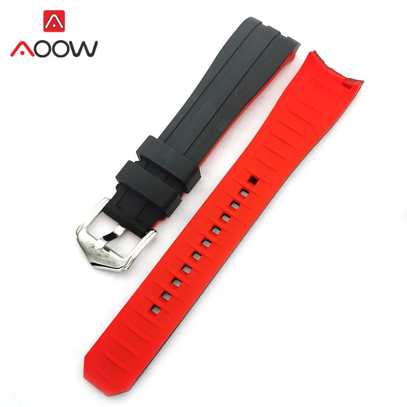 18/20/22mm Rubber Strap Curved End Stainless Steel Buckle Sport Waterproof Diving Men Quality Replacement Bracelet Watch Band