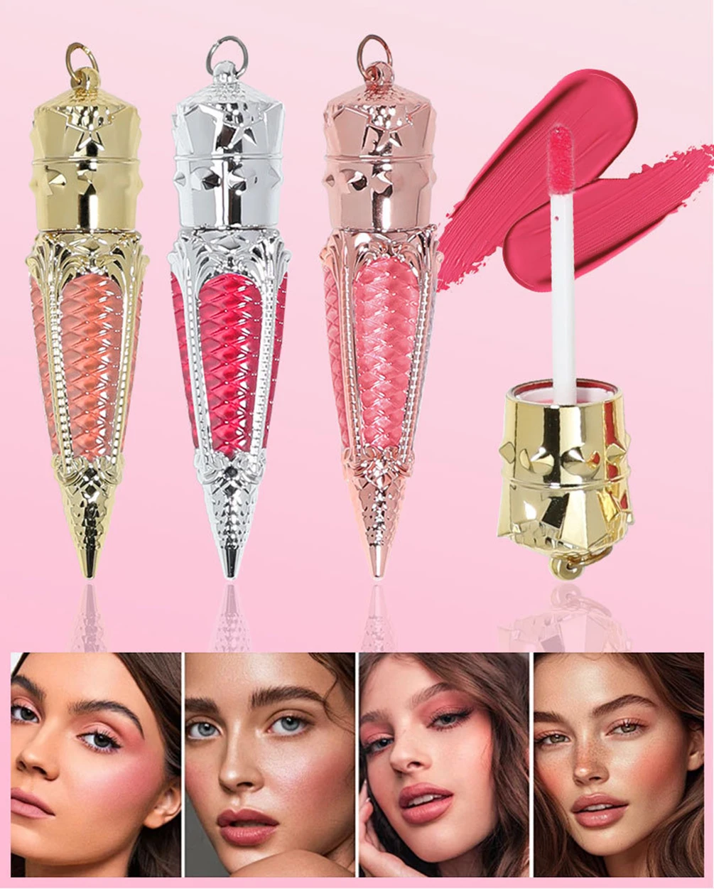 Private Label 20Colors Liquid Blush Pigment High Quality Natural Matte Color Rendering Custom Logo Makeup Rose Gold Packaging