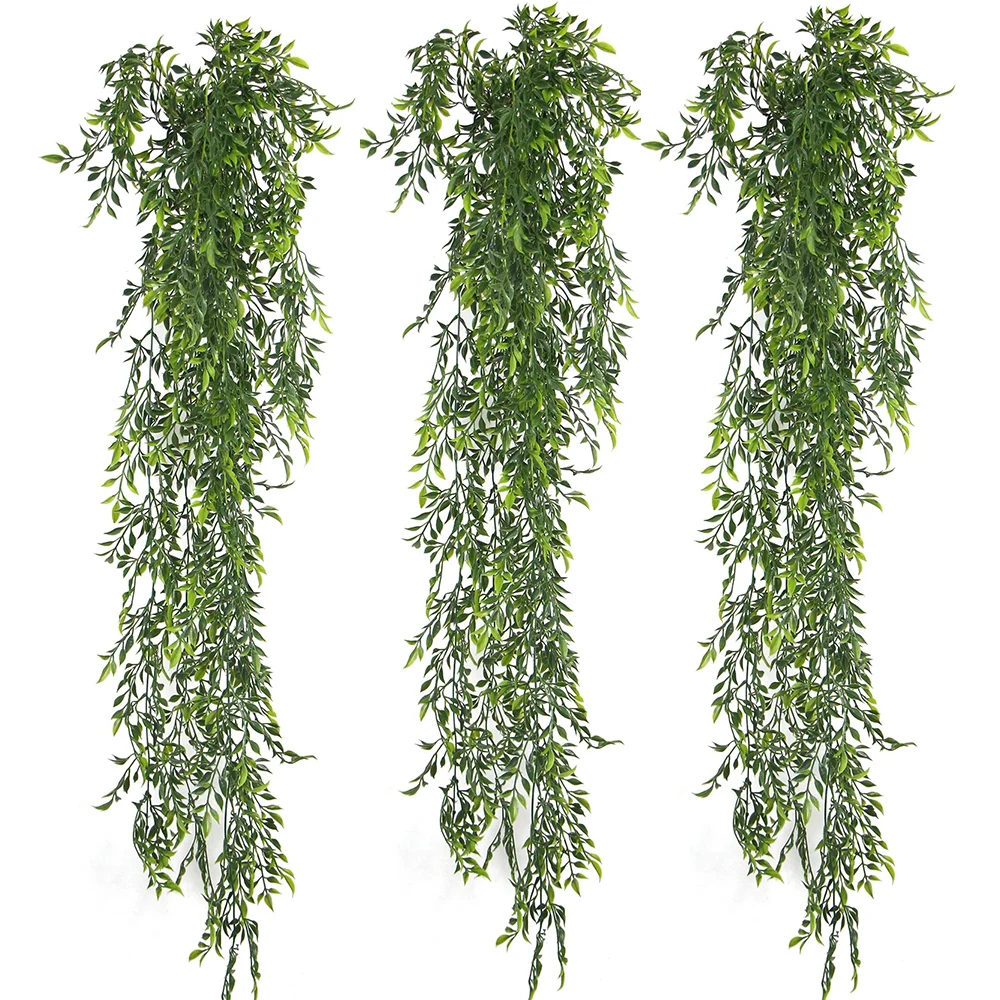 Artificial Vine Plants Hanging Ivy Green Leaves Garland Grape Without Pot Fake Greenery Plant Accessories Garden Decoration Home