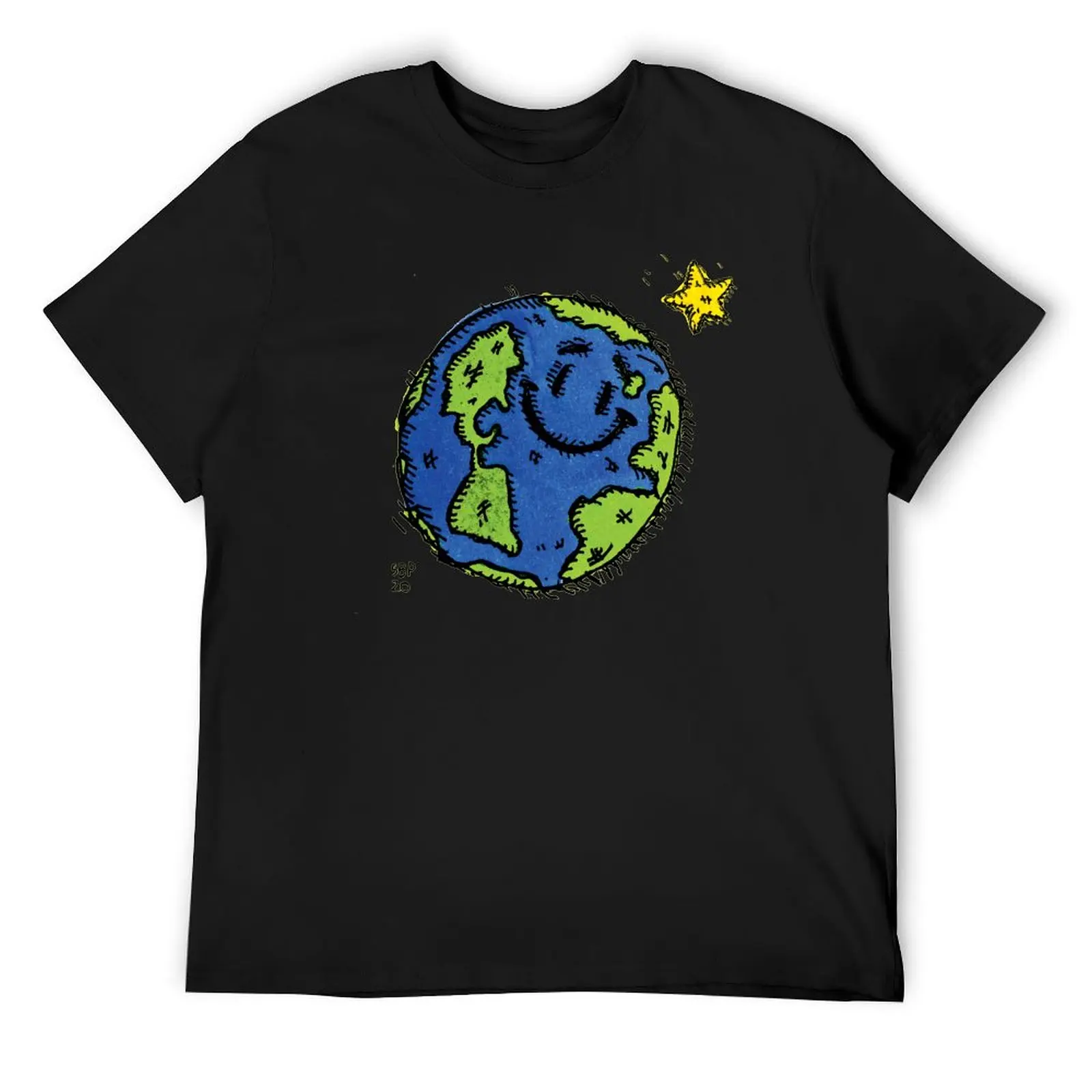 

SMILING EARTH T-Shirt customs topping cotton man t-shirts outfits for men