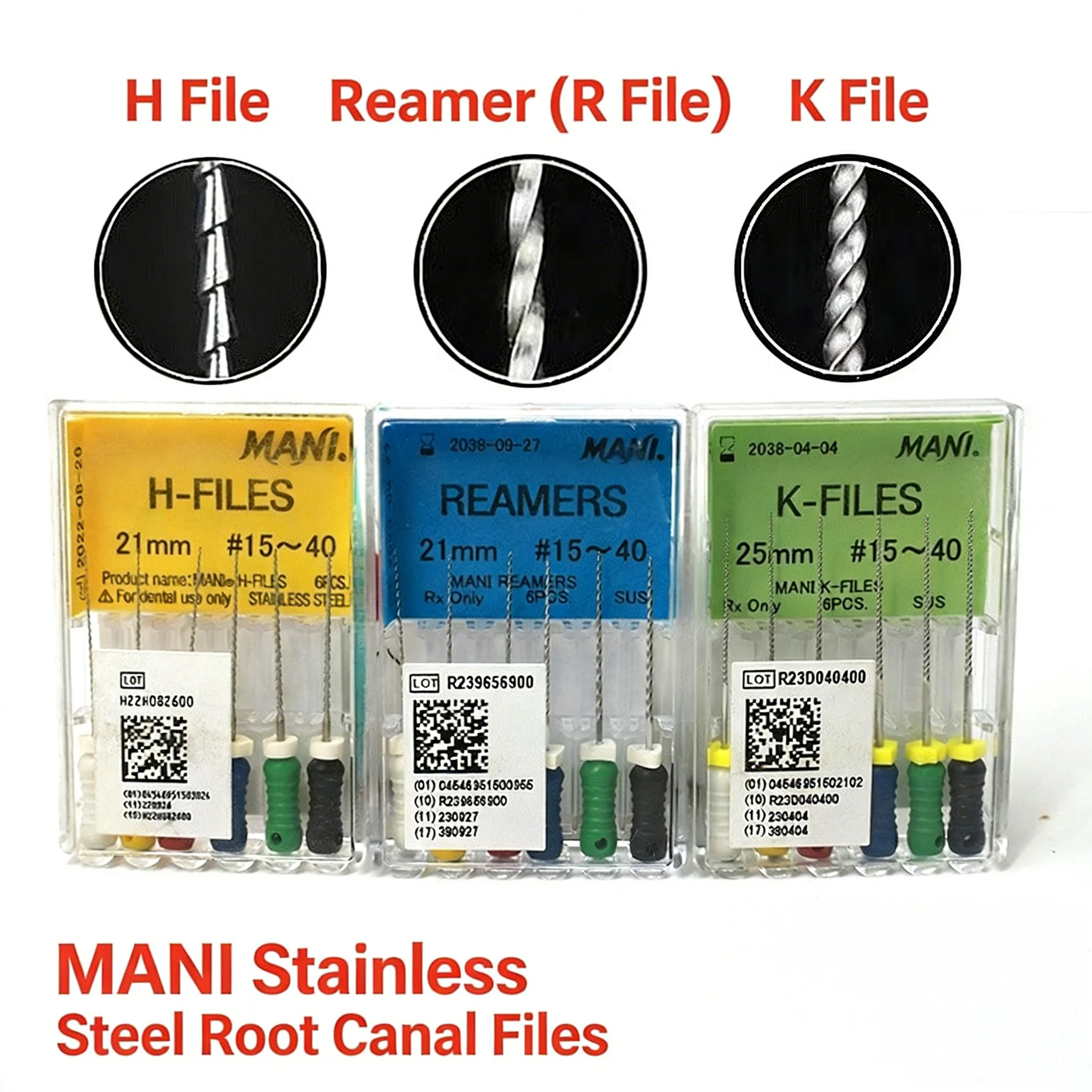 Original MANI K-File Endodontic Files – Stainless Steel Hand Root Canal Reamers, Durable Long-Lasting Performance
