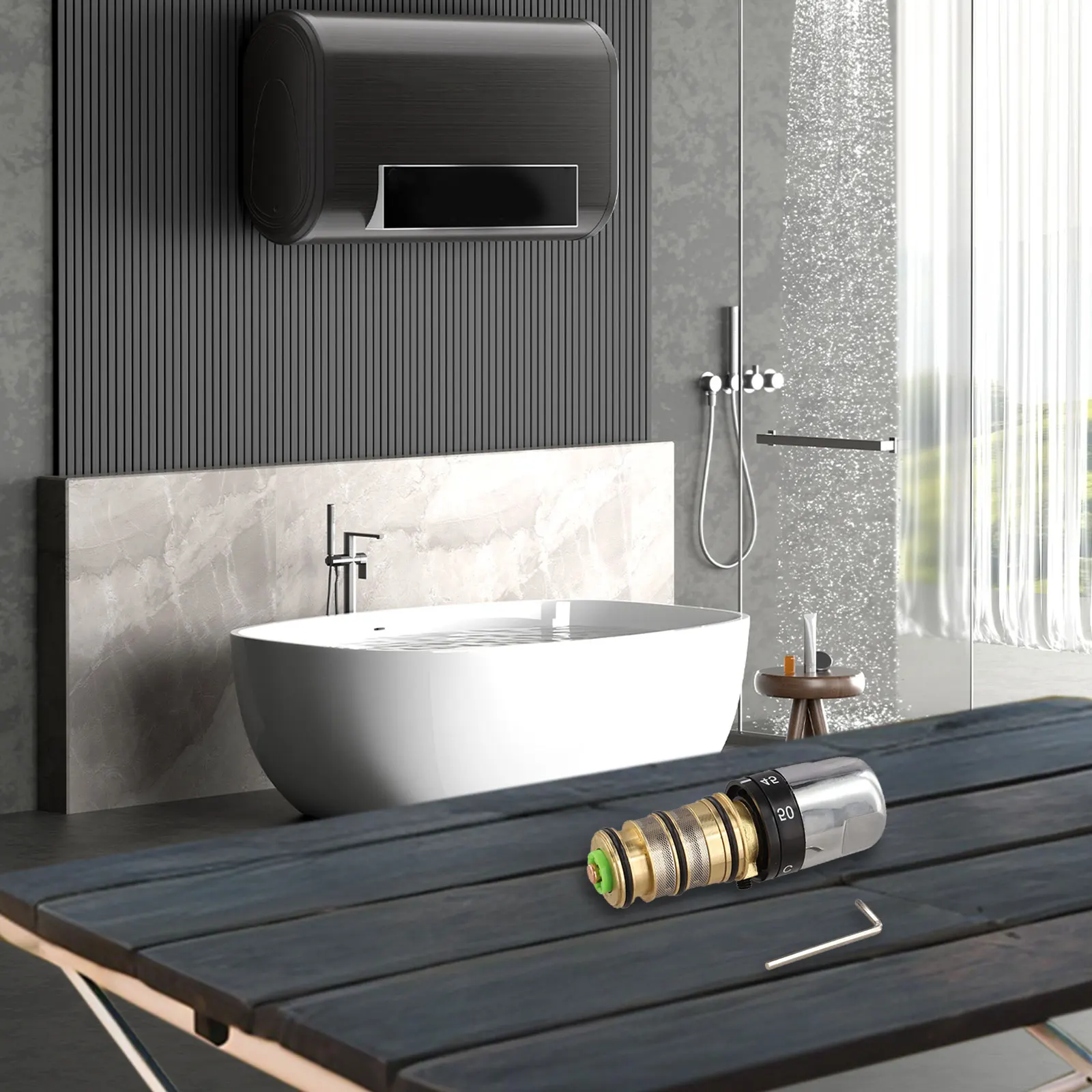 

Easy Installation Mixer Cartridge Brass 120*39.57mm 4.7*1.56inch Bath Shower Tap Concealed Shower Compatibility