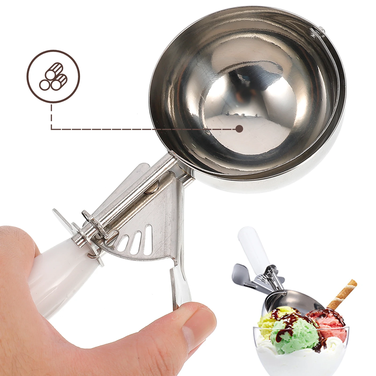 

Stainless Steel Ice Cream Scoop Easy Handle Grip Kitchen Accessories for Perfectly Round Cookies Dough Balls Ice Cream Scoop