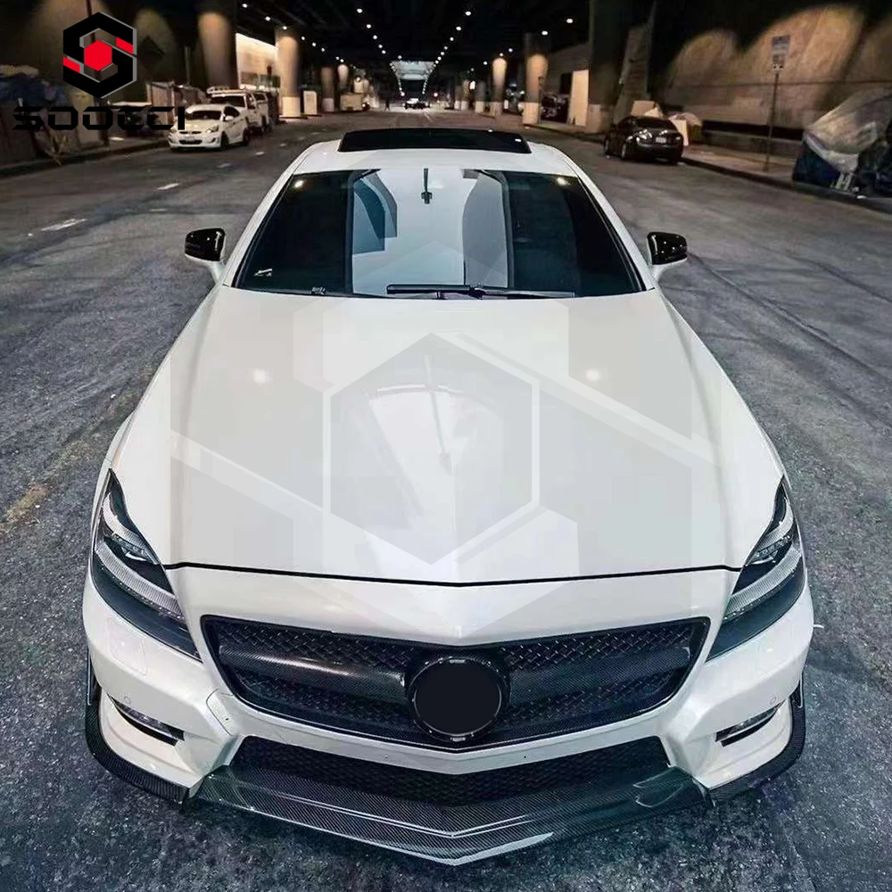 Carbon Fiber R Style Frontlippe für CLS-Klasse W218 Sport 2011-2014 Frontstoßstange Diffusor Splitter Spoiler Bodykit