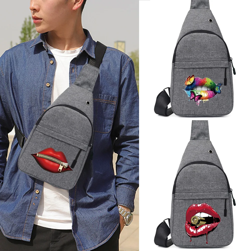 

Chest Bag Crossbody Bag Men Multifunction Anti-theft Shoulder Messenger Bags Women Short Trip Pack New Mouth Printed Storage Bag