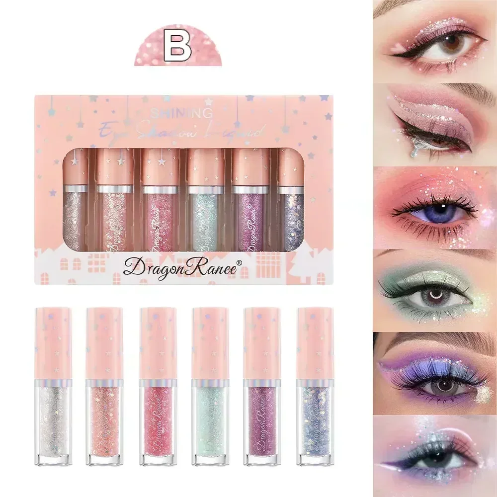 

6 Color Pearl Eye Shadow Set Shine Luster Long Lasting Fashion Liquid Eye Shadow Cosmetics 1.6g * 6