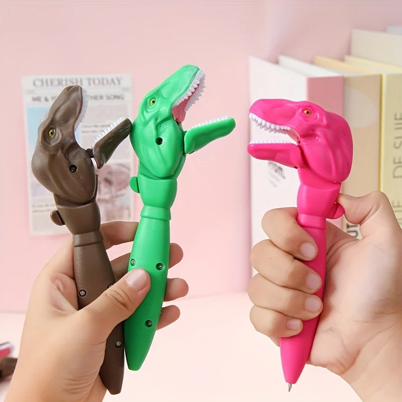 

3pcs Fun Dinosaur Ballpoint Pens Set | Ergonomic Twist Plastic T-Rex Design, Medium Point Writing Pens for Students