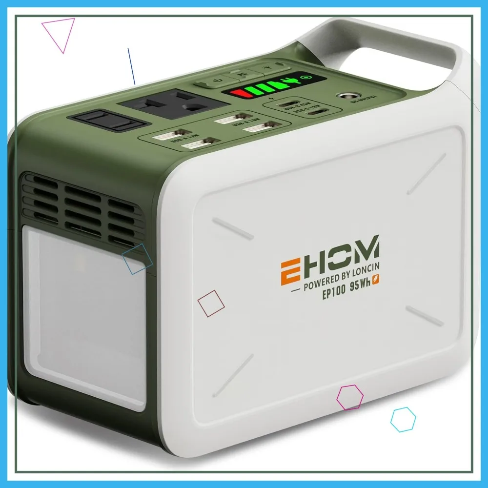 

Portable Power Station 95Wh, 100W Solar Generator with Pure Sine Wave AC/USB/Car Outlets for Camping Emergency