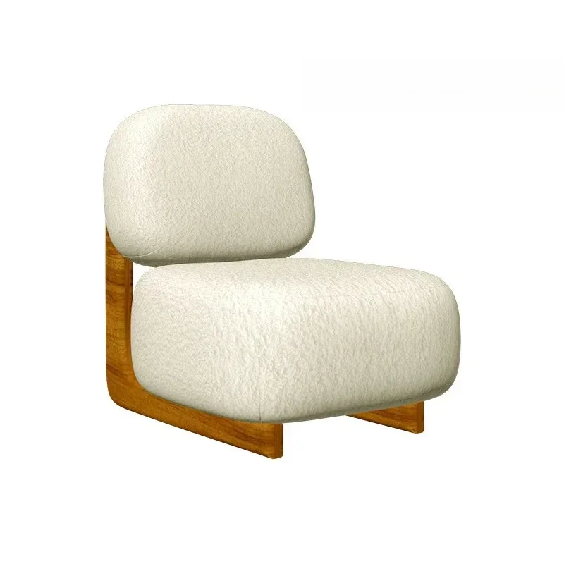 Nordic solid wood lamb wool sofa balcony living room leisure single chair