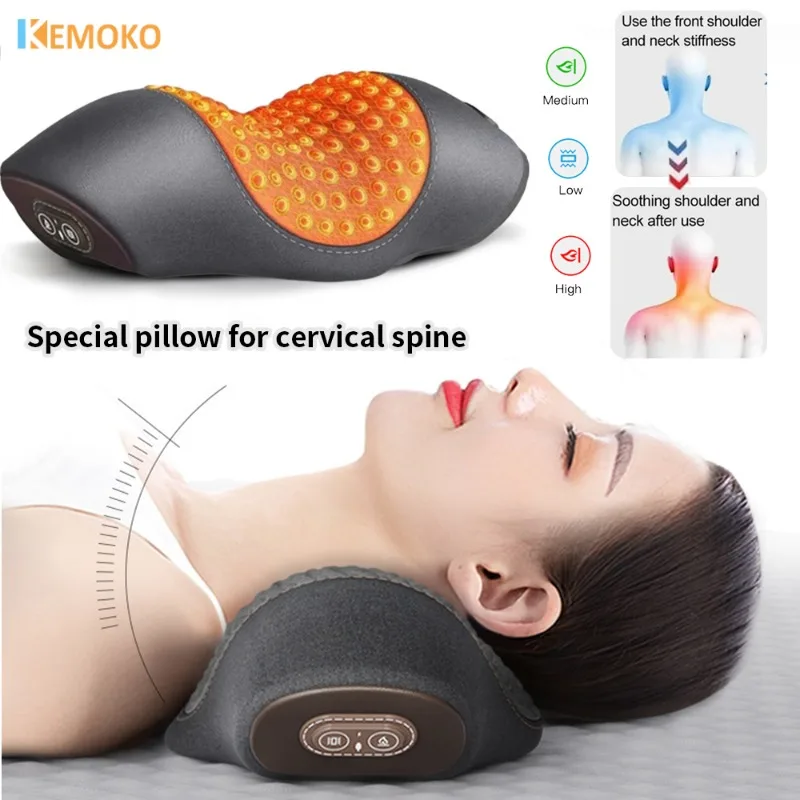 Electric Neck Cervical Massager Massager Heating Vibration Pillow Back Traction Relax Sleeping Memory Foam Pillow Spine Support