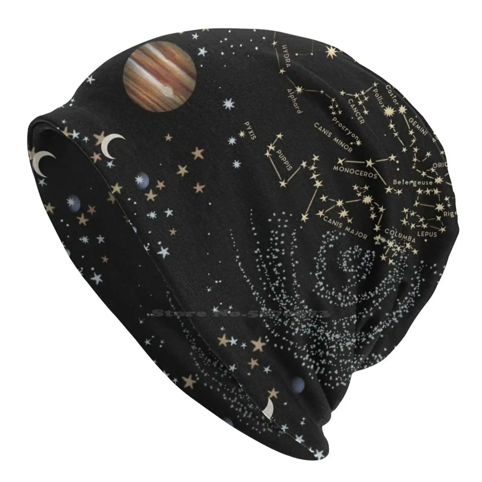 Come With Me To See The Stars Knitted Hat Warm Beanie Outdoor Caps Stars Map Universe Space Galaxy Retro Zodiacal Sky Romantic