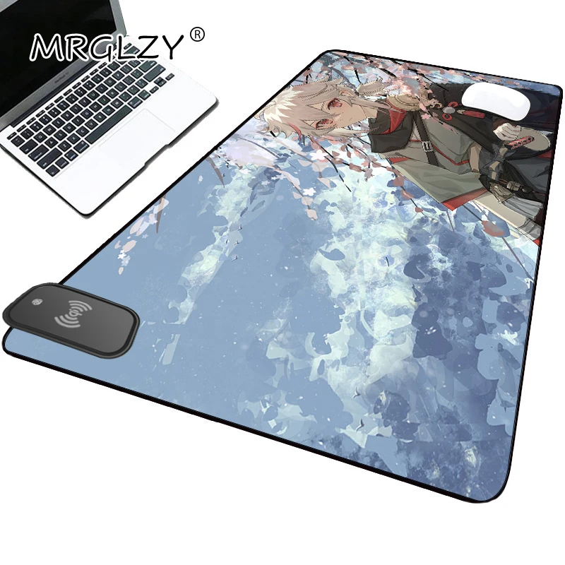 

Kazuha Wireless Charging Keyboard Mat Genshin Impact Anime Mouse Pad Mousepad Gamer Accessories Laptop Carpets Laptop Desk Mat