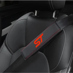 2Pcs Leather Car Safety Belt Shoulder Cover Pads For Ford ST LINE Mk3 Mk4 Kuga Fiesta Mondeo MK5 MK2 Focus Car Accessories