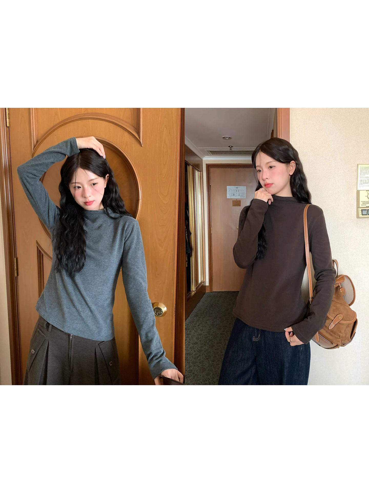 

no Acid Warmth Loing Protein Moisture f High Collar Fce Lined Thermal irt Cotton Blend Long Sve T-irt