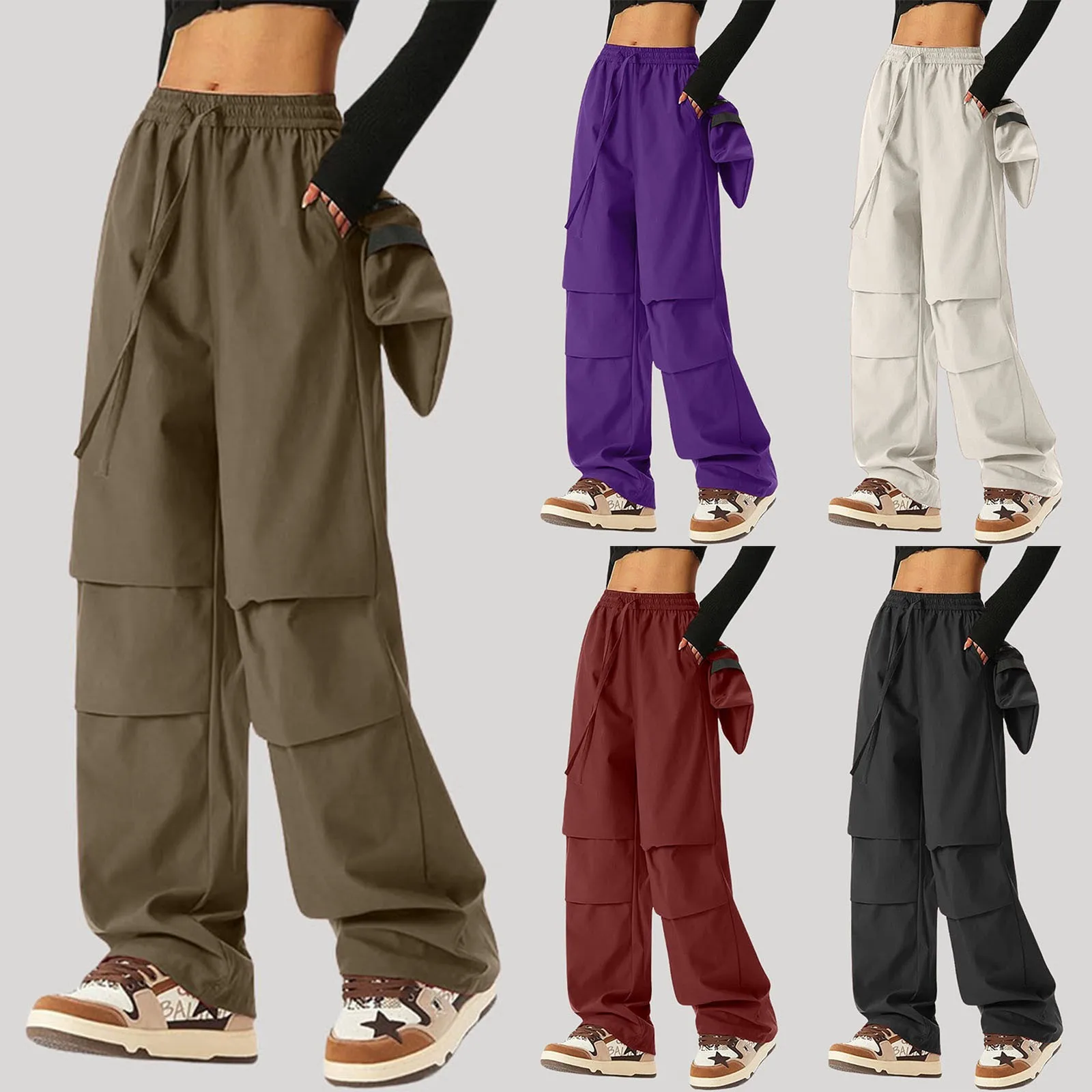 Women's Wide Legged Quick Drying Stretch Waist Overalls Dress Pants for women's autumn clothes oversize loose cargo pants 2024