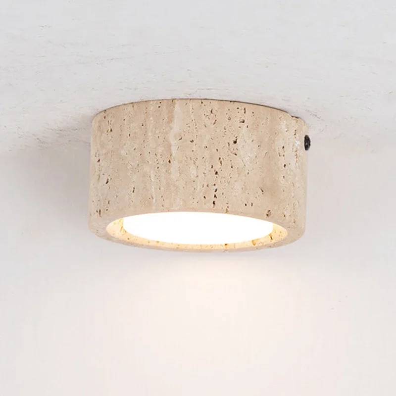 Yellow Cave Stone Exposed Tube Lamp Medieval Retro Simple Wabi Sabi Style Embedded Foyer Corridor Concealed Small Ceiling Lights