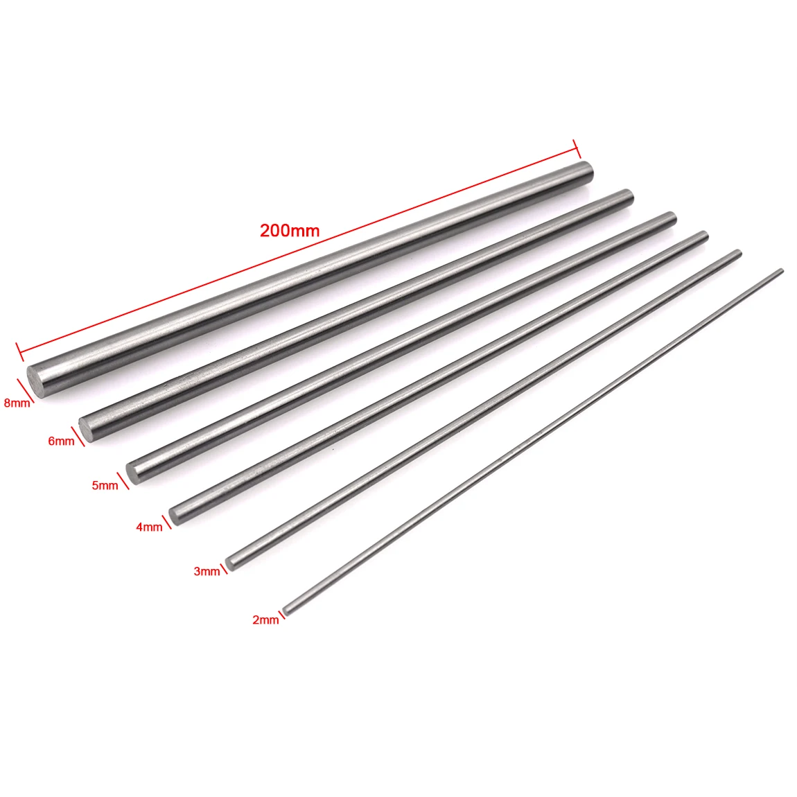 5Pcs/set Round Rod Lathe Bar Stock High Speed Steel Solid Round Rod 2mm 3mm 4mm 5mm 6mm 8mm metric round rod Length 200mm