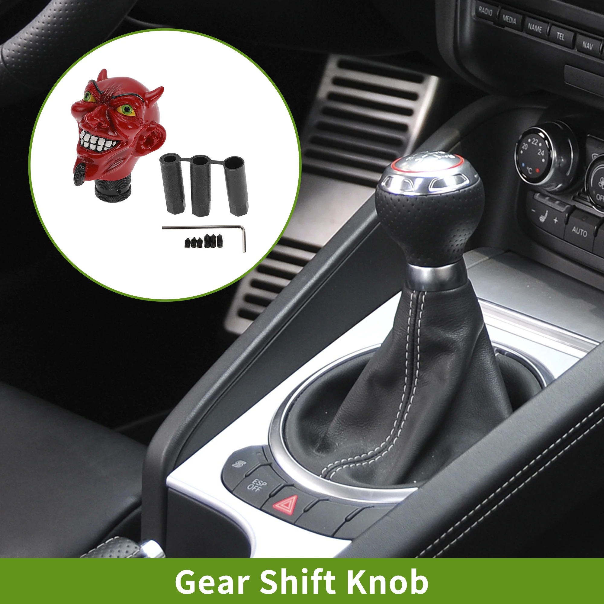 Uxcell 8.7cm Devil Red Skull Shift Knob Universal Gear Shifter Knob Resin Stick Shifter Lever Knob for Vehicle Parts - view 4
