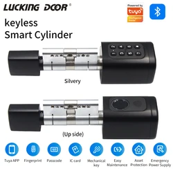 Smart Cylinder Lock Support Tuya App/TTLOCK Keyless RFID NFC Card Pin Code Fingerprint Mechanical Key Unlock Support Gateway