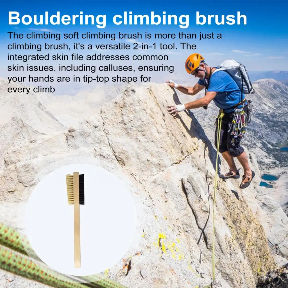 Climbing Gear Accessory Eco-friendly Rock Climbing Brush Set with Beech Wood Handle Boar Hair Bristles for Callus Removal 2-in-1