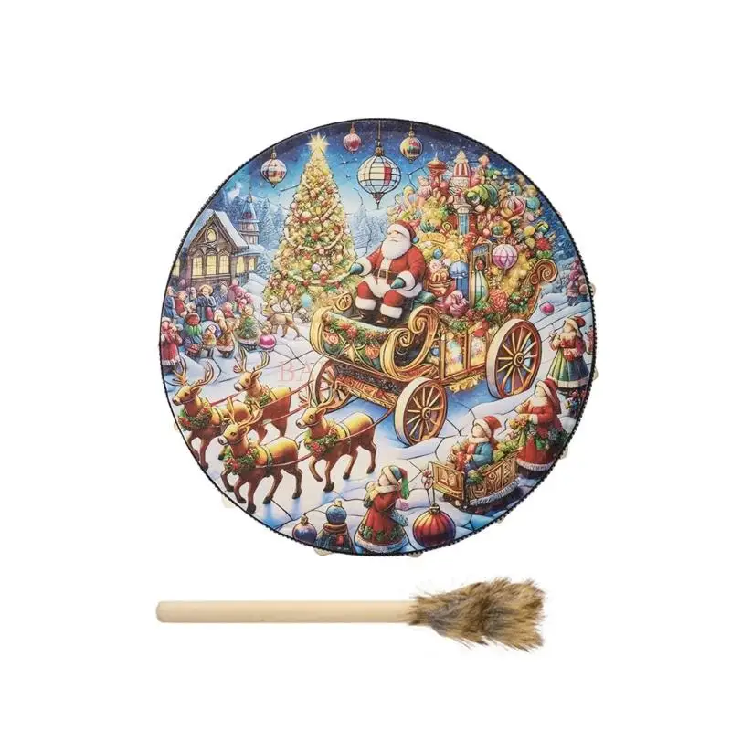 

C9GB Relaxing Hand Drum for Stress Relief Shaman Drum Siberian Drum Christmas Music Handmade Shamanic Drum with Drum