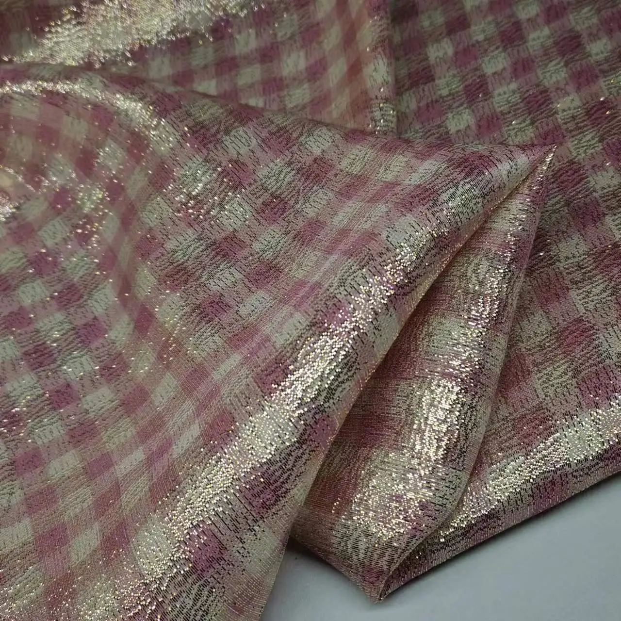 Bling Silk Dress Fabric Somali Dirac Brocade Metallic Shiny Jacquard Sewing Material