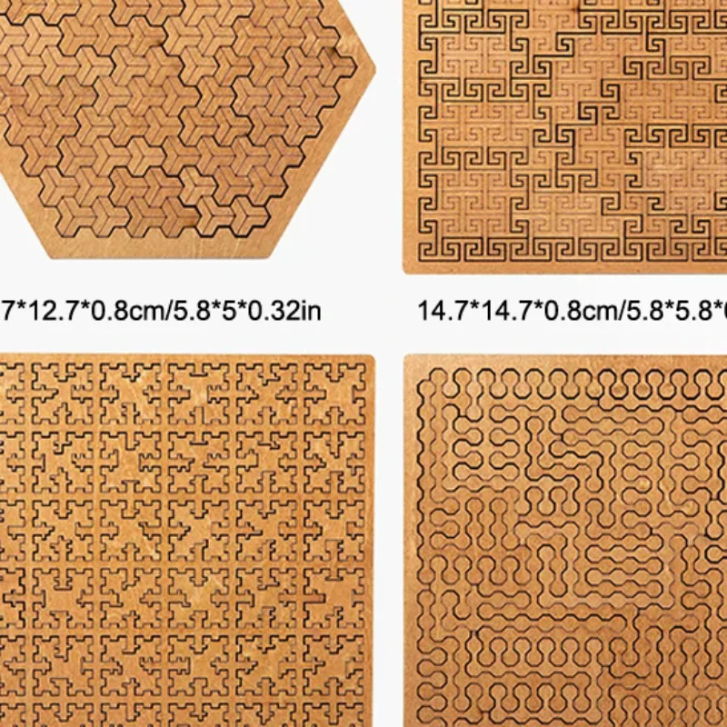 

Brilliantly Difficult Wooden Puzzle, Fractal Tray Labyrinth; Creative Unique Jigsaw: Impossible Irregular Puzzles.